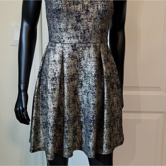 BRAND NEW SOPRANO METALLIC GOLD &BLACK SPAGHETTI STRAP SLEEVELESS DRESS - Picture 7 of 15